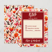 Moderne gedurfde rode oprechte bloemen RSVP kaartje (Voorkant / Achterkant)