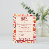 Moderne gedurfde rode oprechte bloemen RSVP kaartje (Staand voorkant)
