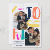 Moderne, gedurfde script 2 foto's boogaardig kerst feestdagenkaart (Voorkant)