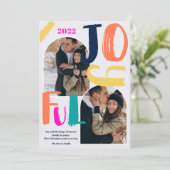 Moderne, gedurfde script 2 foto's boogaardig kerst feestdagenkaart (Staand voorkant)