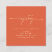 Moderne gedurfde sinaasappels bruiloft doucheregis informatiekaartje (Voorkant)