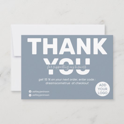 Moderne, gedurfde, stoffige blauwe orde bedankt (Voorkant)