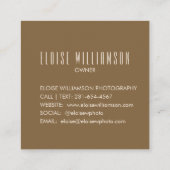 Moderne gedurfde typografie Aardse Brons Bruin Vierkante Visitekaartje (Achterkant)