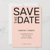 Moderne gedurfde typografie Blush roze bruiloft Save The Date (Voorkant)