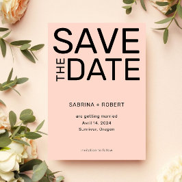 Moderne gedurfde typografie Blush roze bruiloft Save The Date