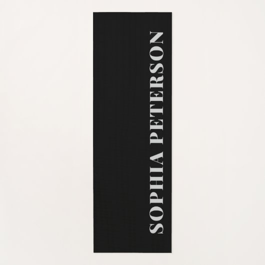 Moderne gedurfde typografie Chic Black Minimal Cus Yogamat (Voorkant)