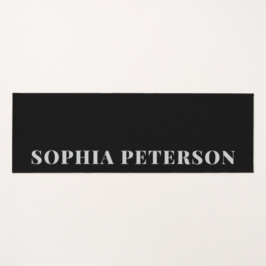 Moderne gedurfde typografie Chic Black Minimal Cus Yogamat (Voorkant (horizontaal))