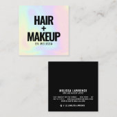 Moderne gedurfde typografie holografie regenbooggr vierkante visitekaartje (Voorkant / Achterkant)