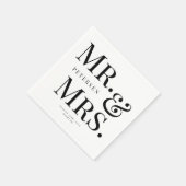 Moderne gedurfde typografie Mr en Mrs bruiloft Servet (Hoek)