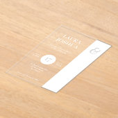 Moderne gedurfde typografie witte bruiloft acryl uitnodigingen (Laagn)