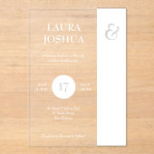 Moderne gedurfde typografie witte bruiloft acryl uitnodigingen (Voorkant)