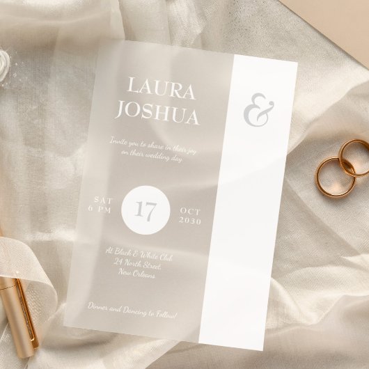 Moderne gedurfde typografie witte bruiloft acryl uitnodigingen