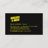 Moderne gedurfde typografie zwart en geel minimali visitekaartje (Achterkant)