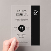 Moderne gedurfde typografie zwart-wit bruiloft acryl uitnodigingen (Insitu (Draagbaar))