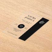 Moderne gedurfde typografie zwart-wit bruiloft acryl uitnodigingen (Laagn)