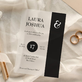 Moderne gedurfde typografie zwart-wit bruiloft acryl uitnodigingen