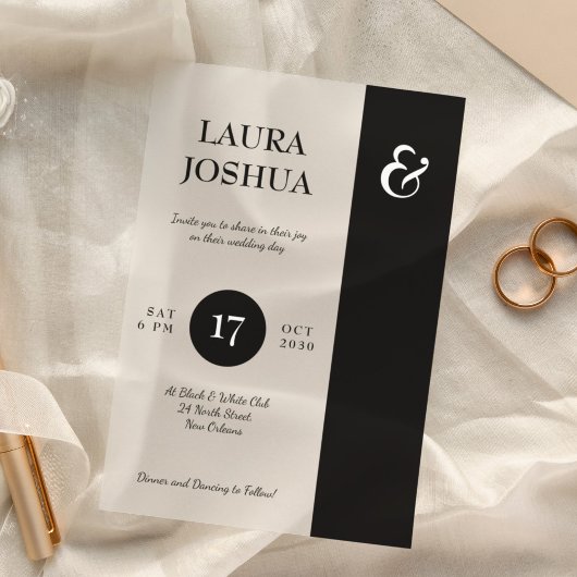 Moderne gedurfde typografie zwart-wit bruiloft acryl uitnodigingen
