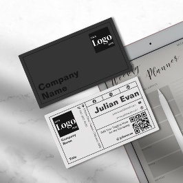 Moderne gedurfde typografie zwart-wit QR-code Visitekaartje