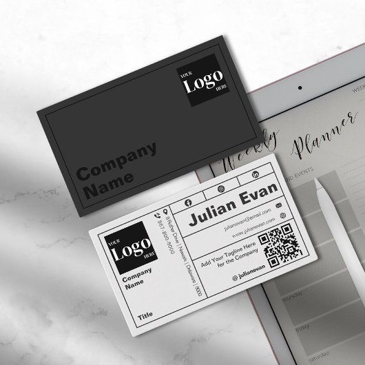 Moderne gedurfde typografie zwart-wit QR-code Visitekaartje