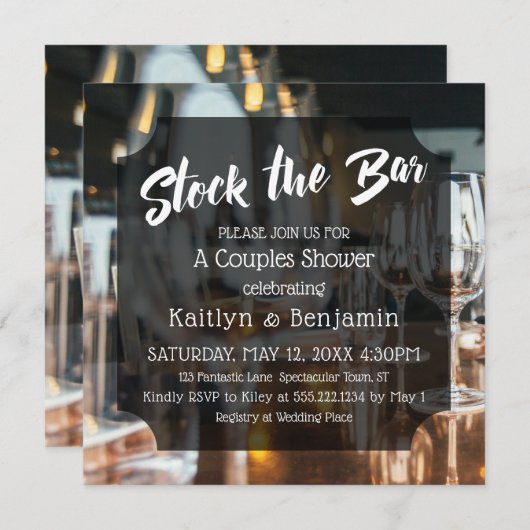 Moderne, gedurfde Voorraad de Bar Couples Douche Kaart (Voorkant / Achterkant)