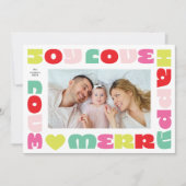 Moderne gedurfde wensen | Kerstmis twee foto blij Feestdagenkaart (Voorkant)