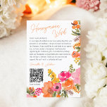 Moderne gedurfde wilde bloemen wensen goed huwelij informatiekaartje<br><div class="desc">Deel uw huwelijksreis wensen goed met deze prachtige vrijgezellenfeesten kaart met een handgeschilderd bloemontwerp in levendige roze, oranje en gele tinten. De oprechte boodschap nodigt gasten uit om bij te dragen aan een huwelijksreisfonds in plaats van traditionele geschenken, waardoor het een doordachte en praktische aanvulling op uw evenement is. De...</div>