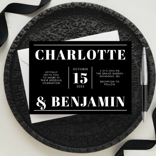 Moderne gedurfde witte en zwarte horizontale bruil kaart