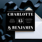 Moderne gedurfde witte en zwarte horizontale bruil kaart