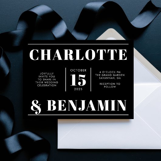 Moderne gedurfde witte en zwarte horizontale bruil kaart