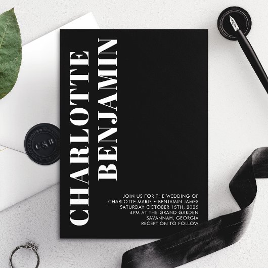 Moderne gedurfde witte en zwarte minimalistische b kaart