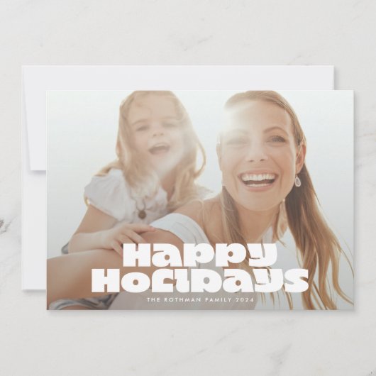 MODERNE GEDURFDE Witte Typografie Foto HAPPY Chris Feestdagenkaart (Voorkant)