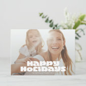 MODERNE GEDURFDE Witte Typografie Foto HAPPY Chris Feestdagenkaart (Staand voorkant)