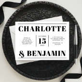 Moderne gedurfde zwart-wit horizontale bruiloft kaart