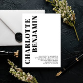 Moderne gedurfde zwart-wit minimalistische bruilof kaart