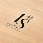 Moderne gedurfde zwarte tekst 18e verjaardagsfeest acryl uitnodigingen (Laagn)