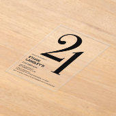 Moderne gedurfde zwarte tekst 21ste verjaardagsfee acryl uitnodigingen (Laagn)