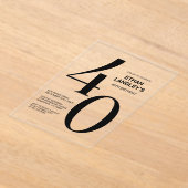 Moderne gedurfde zwarte tekst 40e verjaardagsfeest acryl uitnodigingen (Laagn)