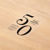 Moderne gedurfde zwarte tekst 50ste verjaardagsfee acryl uitnodigingen (Laagn)