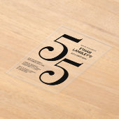 Moderne gedurfde zwarte tekst 55e verjaardagsfeest acryl uitnodigingen (Laagn)