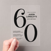 Moderne gedurfde zwarte tekst 60ste verjaardagsfee acryl uitnodigingen (Insitu (Draagbaar))