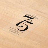 Moderne gedurfde zwarte tekst 75e verjaardagsfeest acryl uitnodigingen (Laagn)