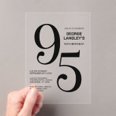 Moderne gedurfde zwarte tekst 95e verjaardagsfeest acryl uitnodigingen (Insitu (Draagbaar))