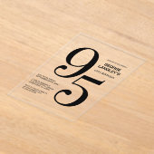 Moderne gedurfde zwarte tekst 95e verjaardagsfeest acryl uitnodigingen (Laagn)