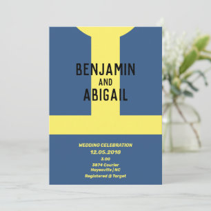 Moderne Geek Nerd Gamer Blauwe Gouden Kluis Uitnod Kaart