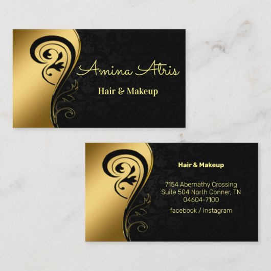 Moderne Geel Abstract haar en make-up Visitekaartje (Voorkant / Achterkant)