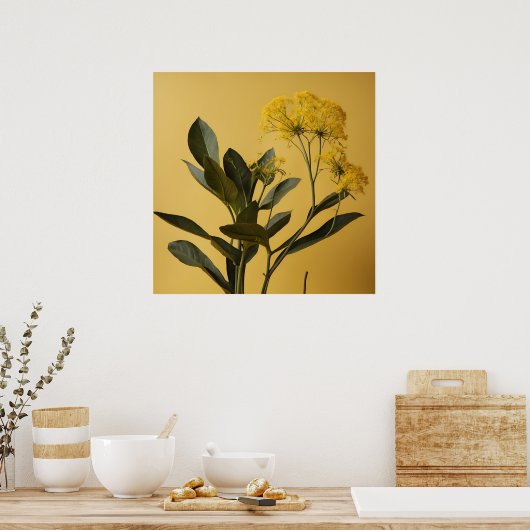 Moderne geel blad Plant kunst Poster (Keuken)