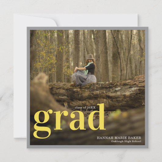 Moderne Geel en grijs | Eenvoudige foto van Afstud (Voorkant)