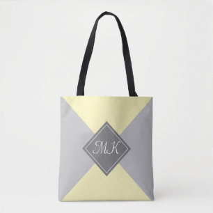 Moderne geel en grijs kleurblok tote bag