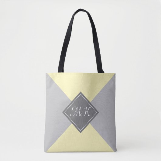 Moderne geel en grijs kleurblok tote bag (Voorkant)