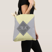 Moderne geel en grijs kleurblok tote bag (Dichtbij)